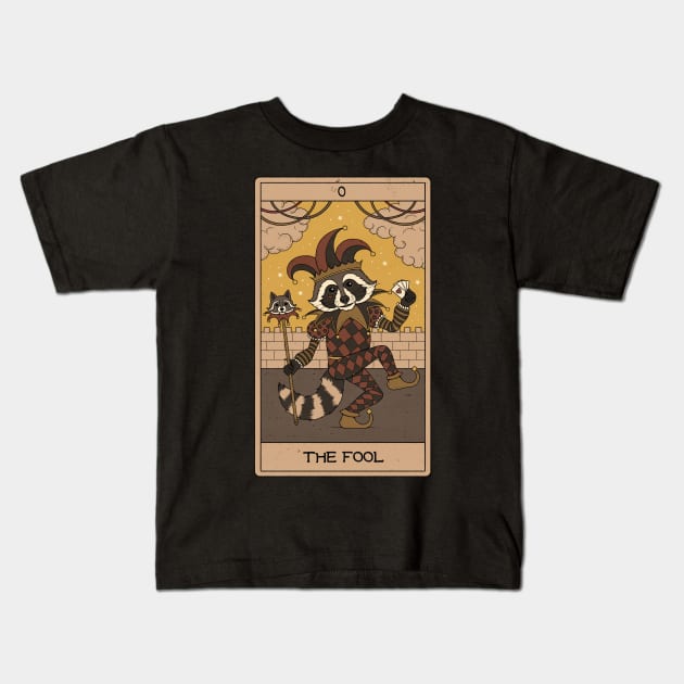 The Fool - Raccoons Tarot Kids T-Shirt by thiagocorrea